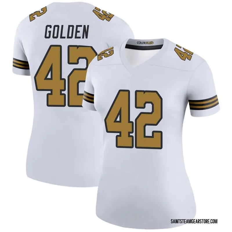 white and gold saints jersey