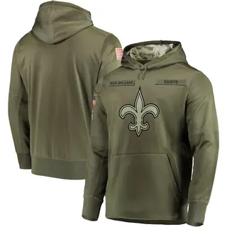Men's New Orleans Saints Nike 2018 Salute to Service Sideline Therma Performance Pullover Hoodie - Olive